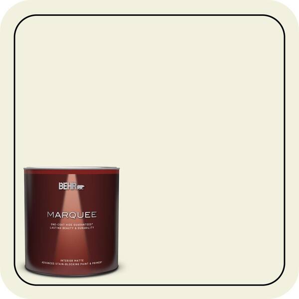 BEHR MARQUEE 1 qt. #GR-W2 Atrium White Matte Interior Paint & Primer