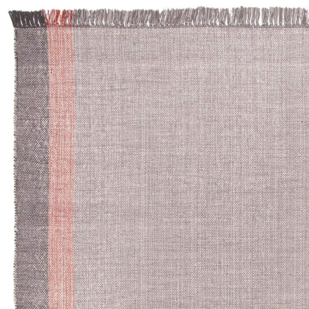 Terracotta and Grey Handwoven Cotton 8' x 10' Area Rug