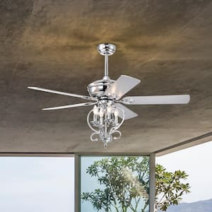 52 in. Farmhouse Indoor/Outdoor Silver Reversible Blades 3-Speeds Ceiling Fan with Light and Remote Control