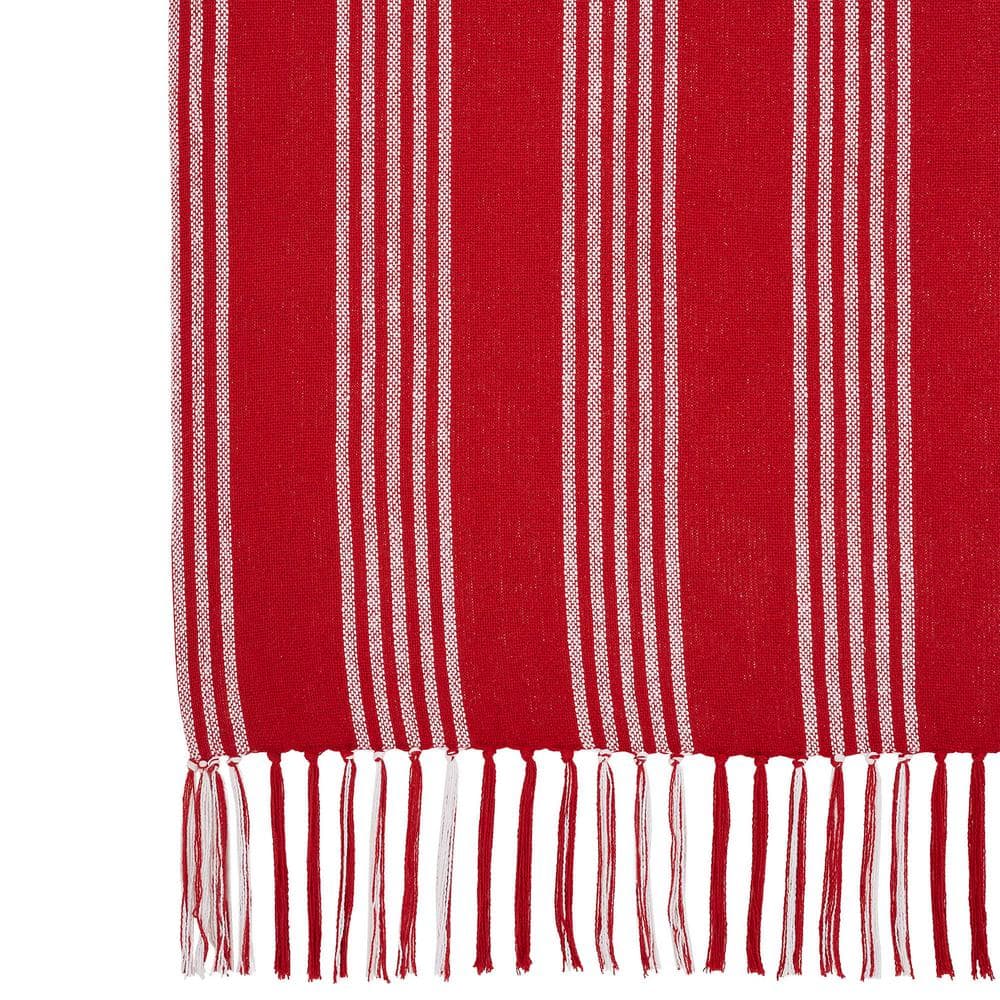 Arendal Red and White Striped Woven Throw Blanket 50x60