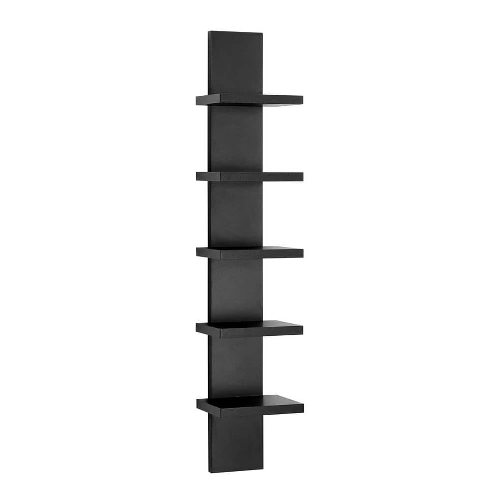 Black 33" 5-Tier Floating Wall Shelf for Living Room