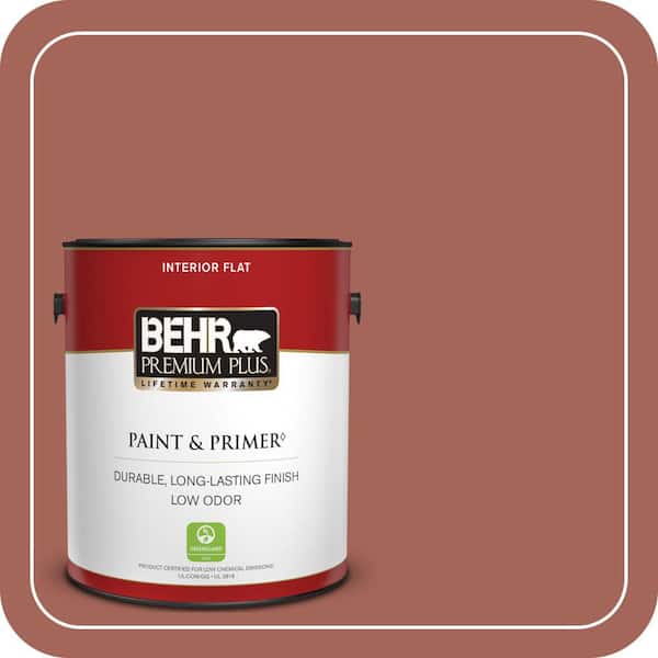 BEHR PREMIUM PLUS 1 gal. Home Decorators Collection #HDC-CL-08 Sun Baked Earth Flat Low Odor Interior Paint & Primer