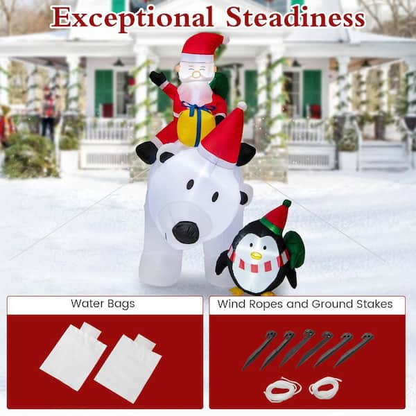 ANGELES HOME 7.5 ft.Inflatable Santa Claus Riding Bear with