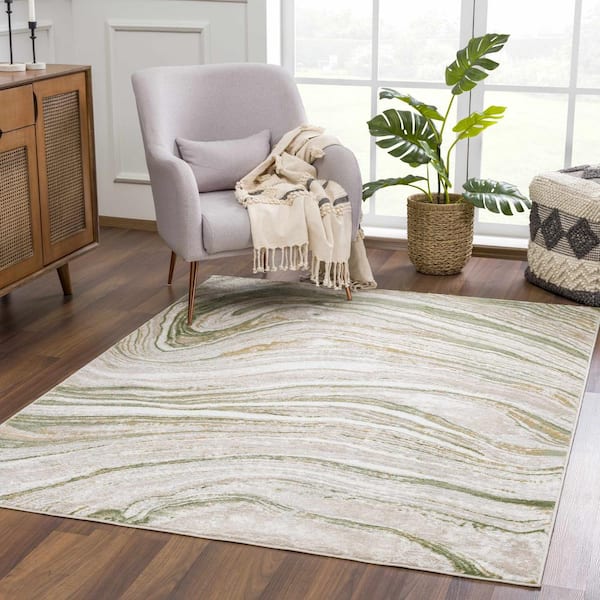 Liverpool 5 ft. X 7 ft. Cream/Green Area Rug