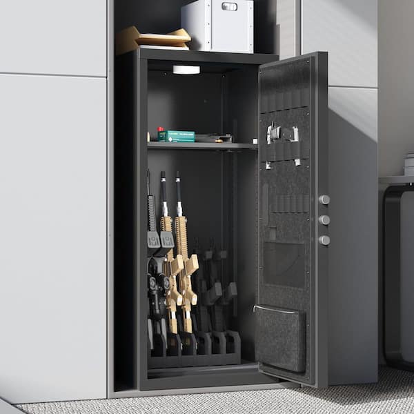Black 3-Shelves Heavy-Duty Steel Security Gun Safe with Electronic Lock and 3-Bolts Locking