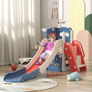 5 in 1 Kids Slide Toddler Slide Climber Playset with Telescope, Storage and Ball