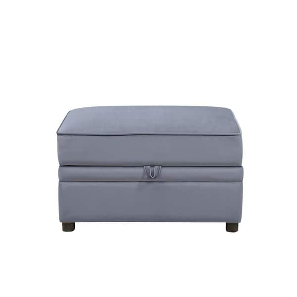 Acme Furniture Bois II Gray Velvet Storage Ottoman Section - Modular Sofa