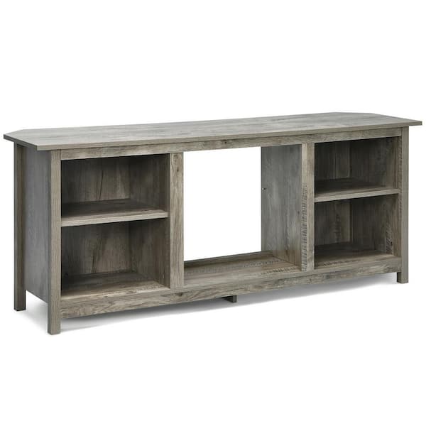 FORCLOVER 58 in. Gray TV Stand Fits TV's up to 65 in. with a Removable Shelf