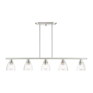 CANARM Jade 4-Light Brushed Nickel Rod Chandelier with Clear Glass ...