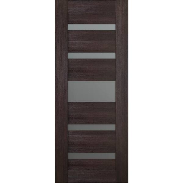 Belldinni Vona 07-05 28 in. x 84 in. No Bore 5-Lite Frosted Glass Veralinga Oak Wood Solid Composite Core Interior Door Slab