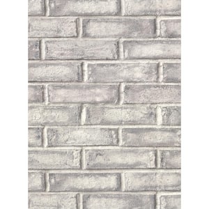 Appleton Dark Grey Faux Weathered Brick Vinyl Strippable Roll (Covers 60.8 sq. ft.)