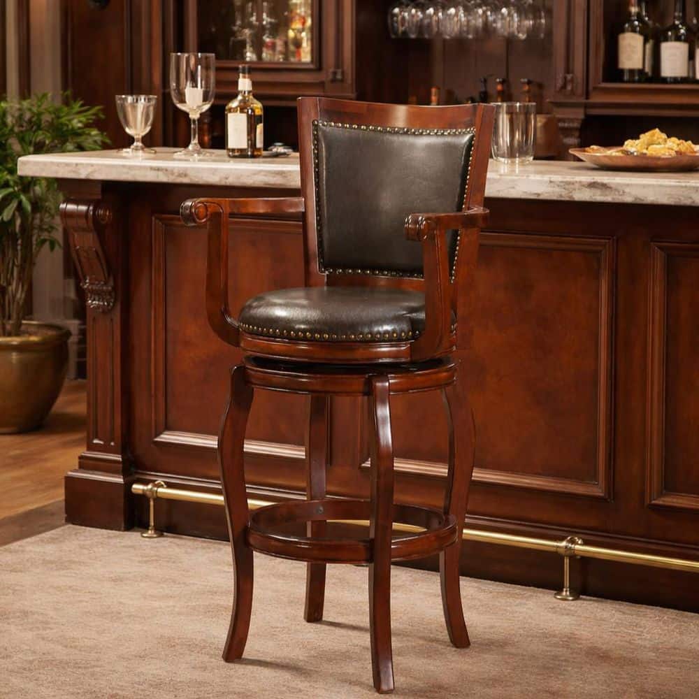 Boraam Jones 29 in.Cherry and Brown Swivel Barstool 52429 - The
