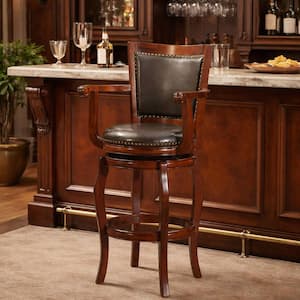 Jones 29 in.Cherry and Brown Swivel Barstool