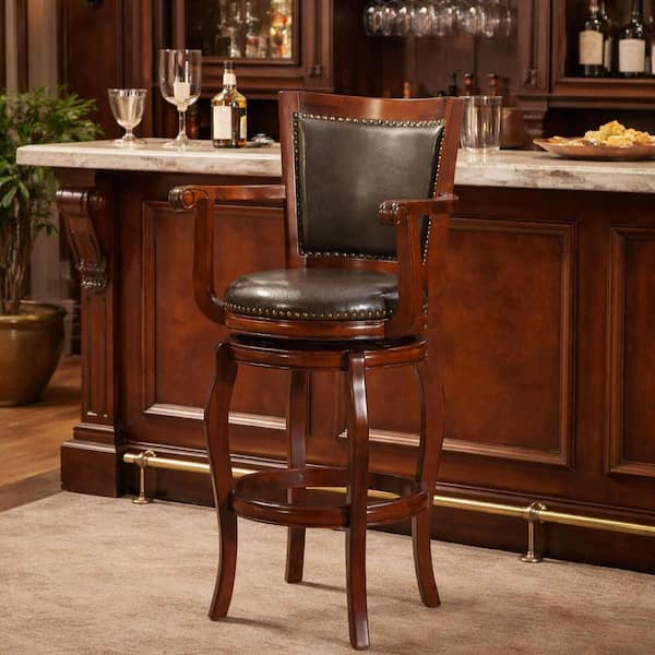 Boraam Jones 29 in.Cherry and Brown Swivel Barstool 52429 - The