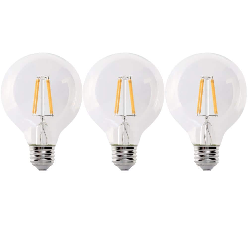 Feit Electric Clear Glass Globe LED Bulbs, Pack of 3