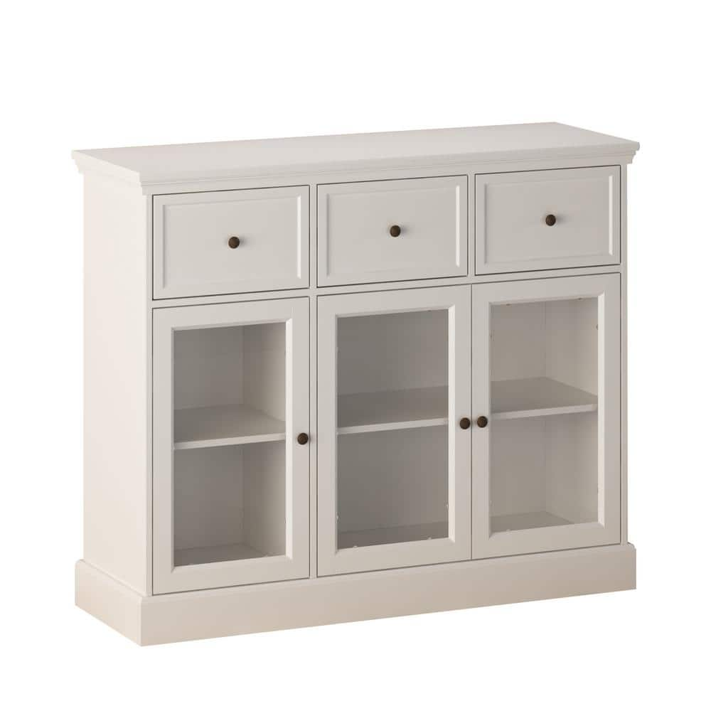 FUFU&GAGA White Wood Buffet Sideboard Cabinet Storage Cabinet with 3 ...