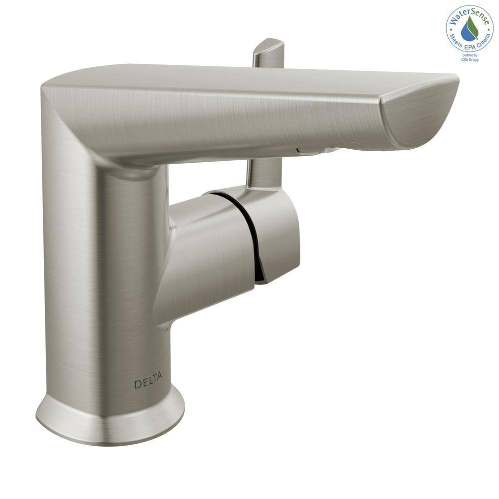 Delta Galeon Contemporary Single Hole Bathroom Faucet, Lumicoat Stainless