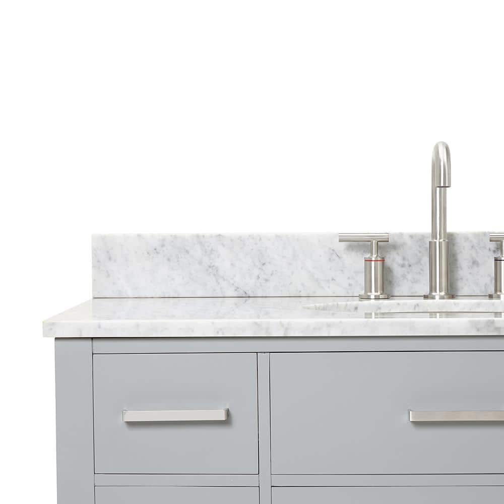 Gray Freestanding Single Vanity with Marble Top