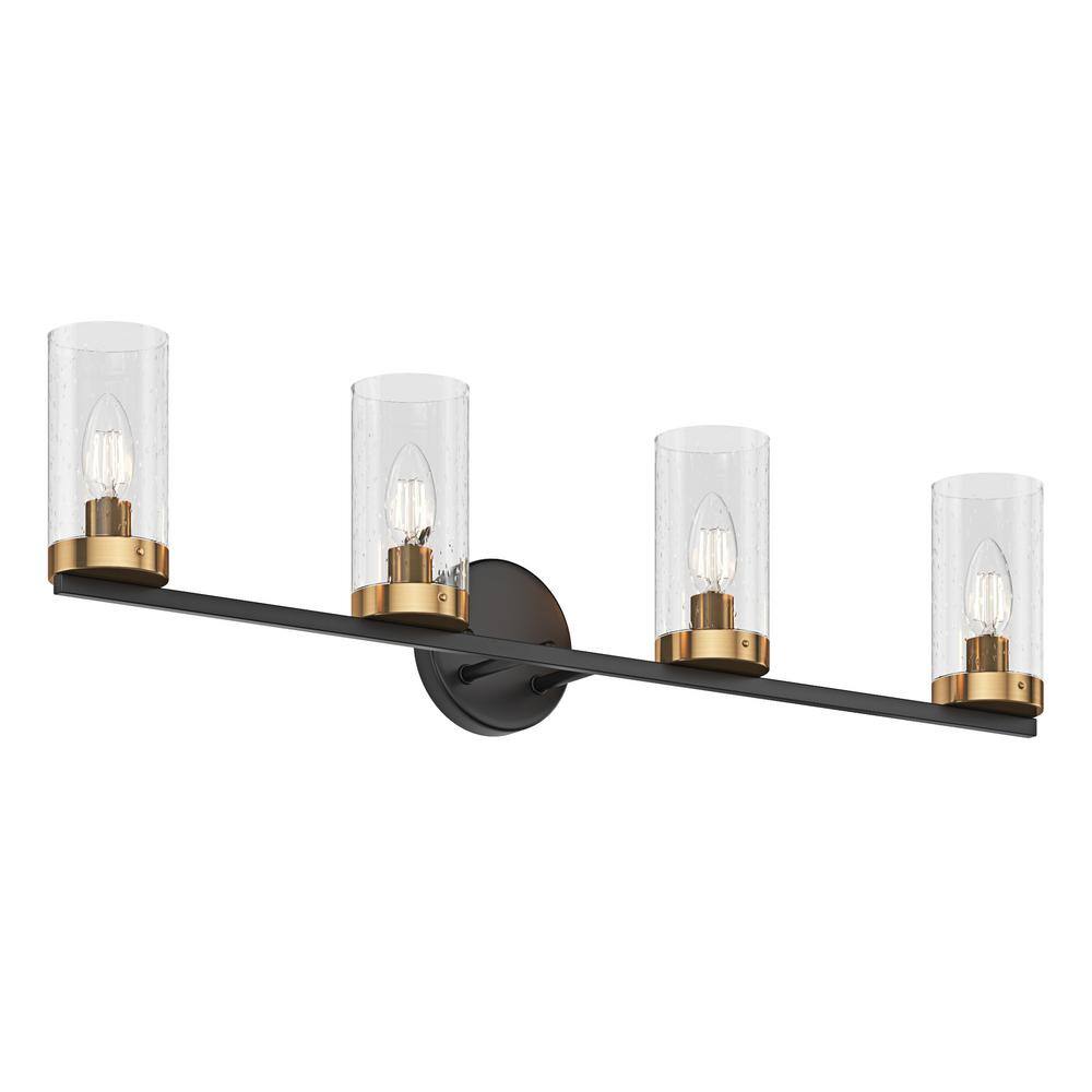 Aiwen Modern Black and Gold 4-Light Bathroom Vanity Fixture