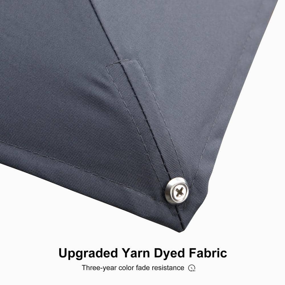 Large Gray Aluminum Cantilever Patio Umbrella with Crank Lift