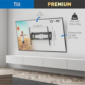 Barkan 32 in to 90 in Tilt Flat / Curved TV Wall Mount, up to 132 lbs