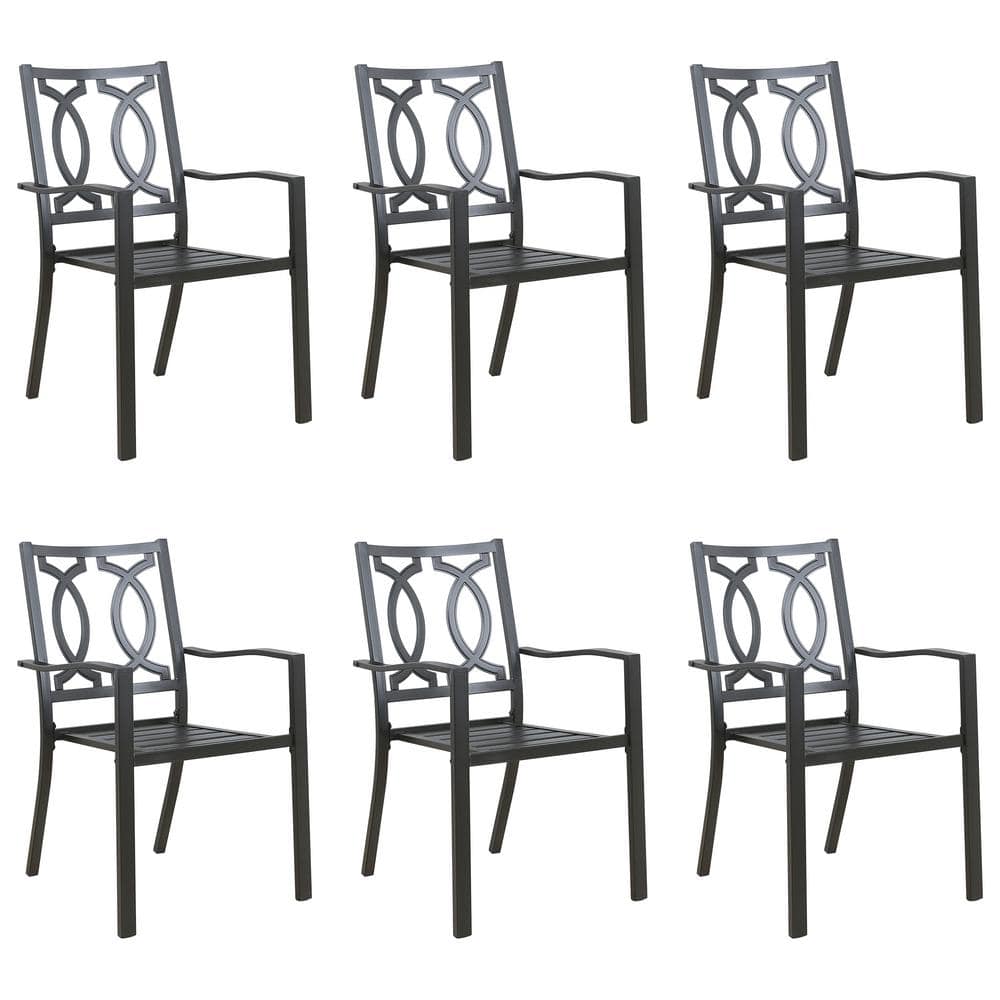 ULAX FURNITURE Stackable Metal Outdoor Dining Chair (Set of 6) HD