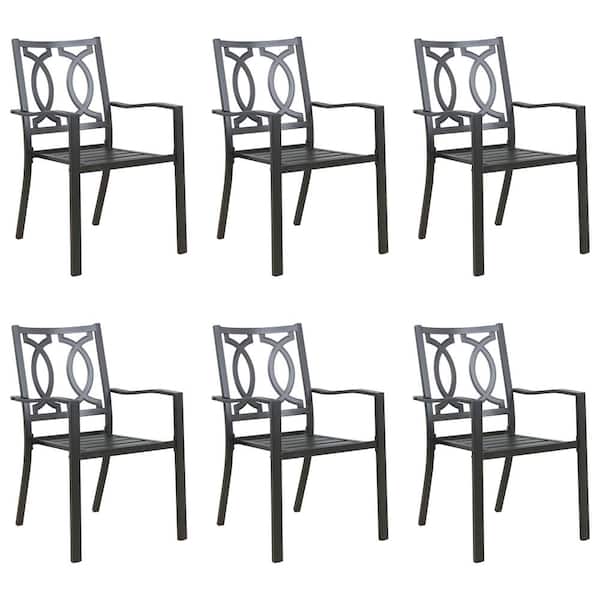 ULAX FURNITURE Stackable Metal Outdoor Dining Chair (Set of 6)