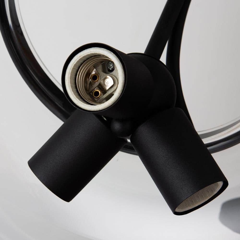 Matte Black 3-Light Dome Pendant with Glass Shade