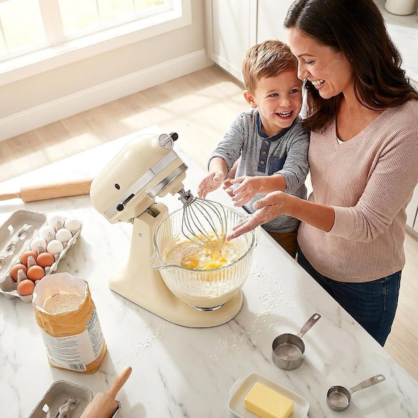 GVODE 2-Piece Glass Clear Mixing Bowl Set with KitchenAid Tilt