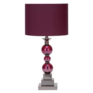 6 in. Dark Red Glass Table Lamp (Set of 2)