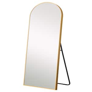 27.56 in. x 70.87 in. Classic Arch Framed Gold Vanity Mirror