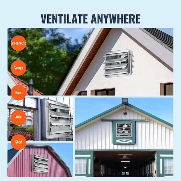 VEVOR 16 Shutter Exhaust Fan High-speed 2000 CFM Aluminum Wall