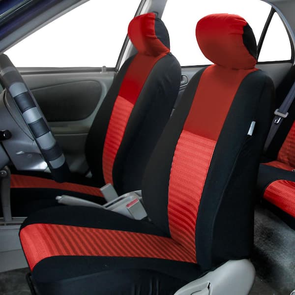 FH Group Fabric 47 in. x 23 in. x 1 in. Full Set Sports Car Seat Covers  DMFB070RED115 - The Home Depot