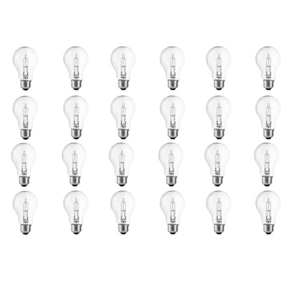 EcoSmart 40-Watt Equivalent A19 Dimmable Clear Eco-Incandescent Light Bulb Soft White (24-Pack)