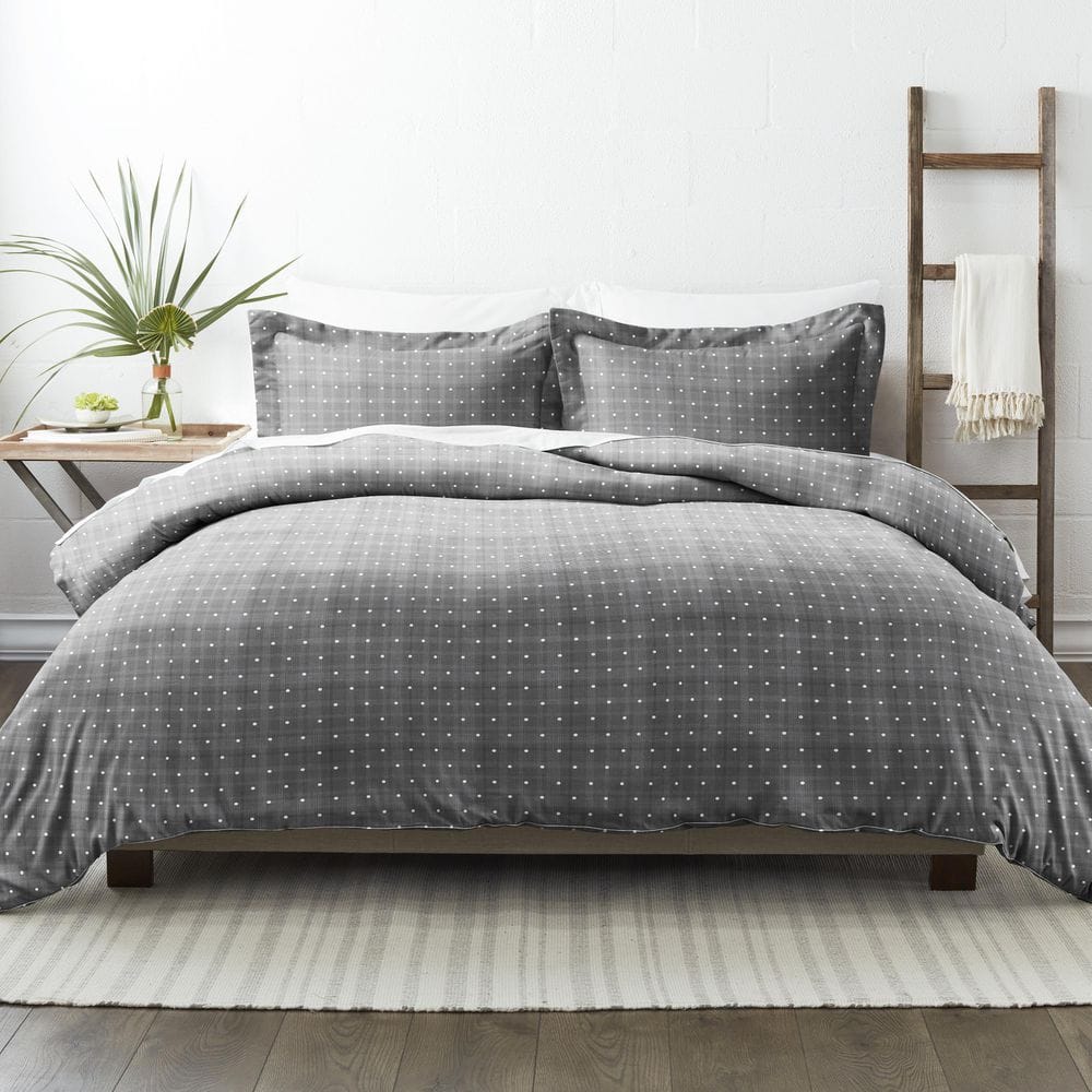 Gray Twin XL Polka Dot Microfiber Duvet Cover Set