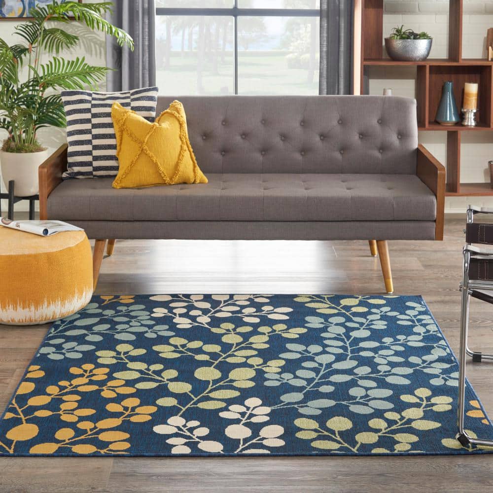 Caribbean Bliss Square Hand-Knotted Rug in Lush Blue, 63"
