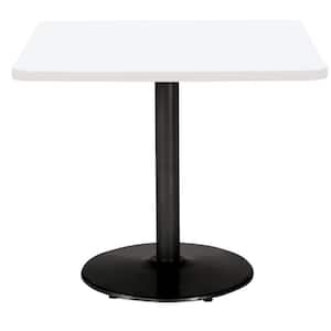 Mode 30 in Square White Laminate Dining Table with Black Round Steel Frame (Seats 2)