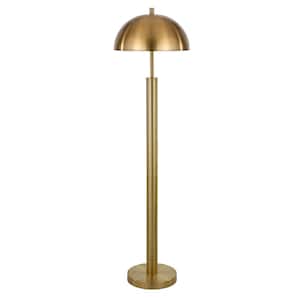 58 in. Brass 1 1-Way (On/Off) Standard Floor Lamp for Living Room with Metal Dome Shade