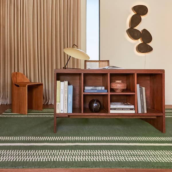 Kari Striped Wool Dark Green 5 ft. x 8 ft. Indoor/Outdoor Patio Rug