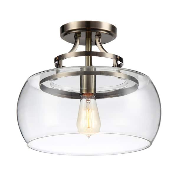 Kostandea 13.5 in. 1-Light Indoor Bronze Flush Mount Ceiling Lights with Light Kit