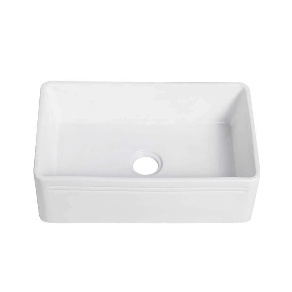 Calabria 30'' White Fireclay Farmhouse Kitchen Sink