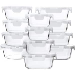 24-Piece Glass Food Storage Containers with Upgraded Snap Locking Airtight Lids Set, White
