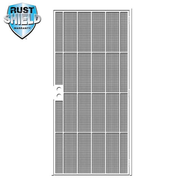 Unique Home Designs 36 in. x 80 in. Vista Rust Shield White Surface Mount Universal Outswing Steel Security Door with Expanded Metal Screen