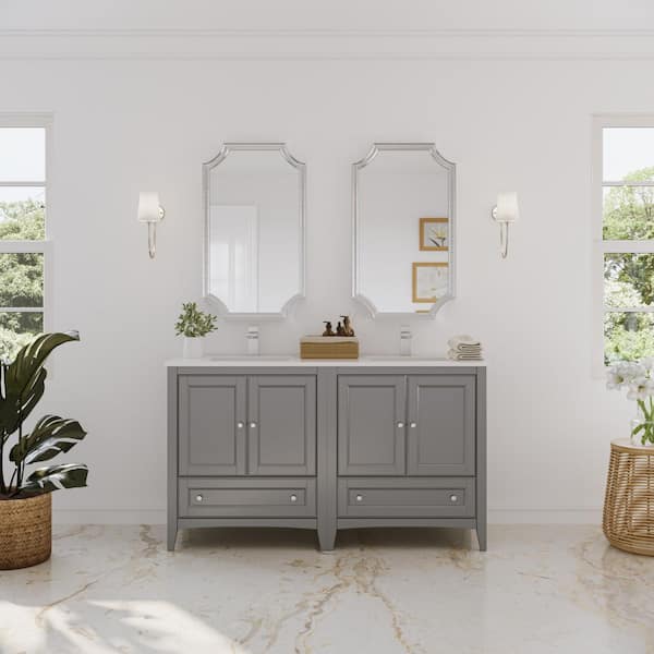 Oxford 59 in. W Traditional Double Bath Vanity Cabinet Only in Gray
