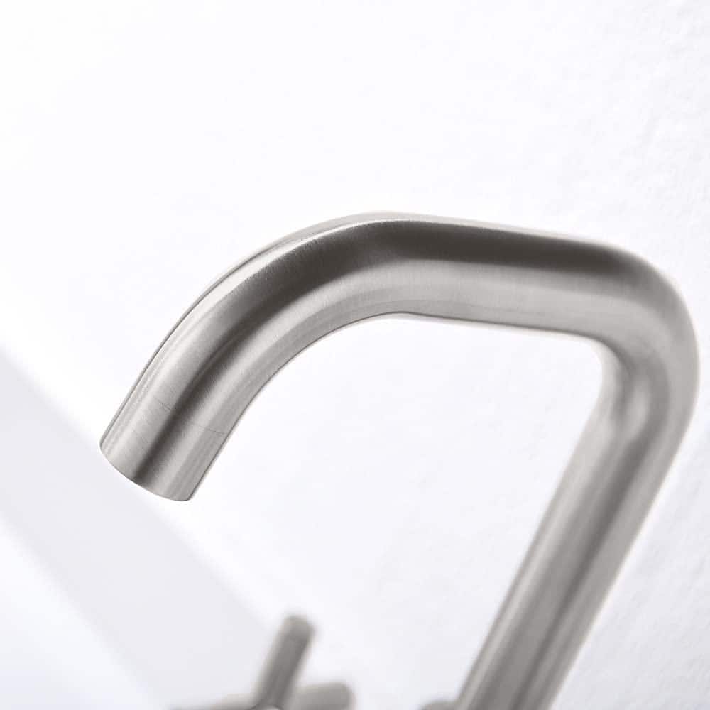 Brushed Nickel 4-Inch Centerset 2-Handle Bathroom Faucet with Drain