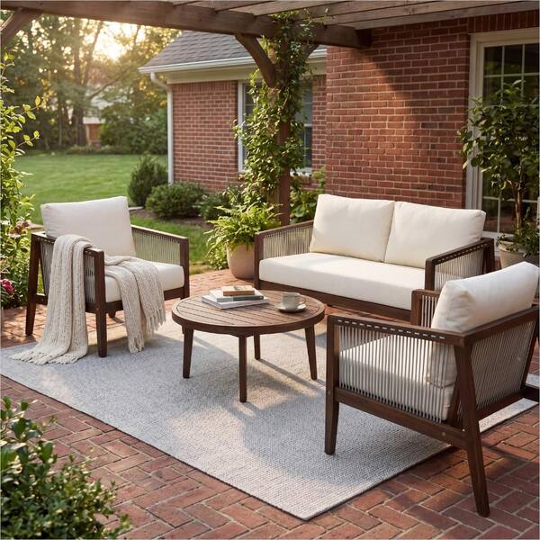 Sunjet 4-Piece Outdoor Sofa Set with Coffee Table Classic Brown