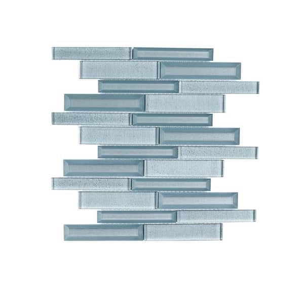 Jeffrey Court Lightbeam Blue 10 in. x 11.875 in. Interlocking Glossy Glass Mosaic Tile (0.824 sq. ft./Each)