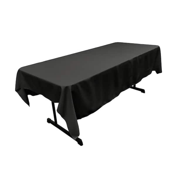 Polyester Poplin 60 in. x 84 in. Black Rectangular Tablecloth
