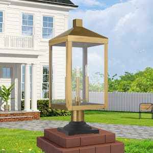 Nyack 10.5 in. 3-Light Antique Brass Outdoor Post Top Lantern