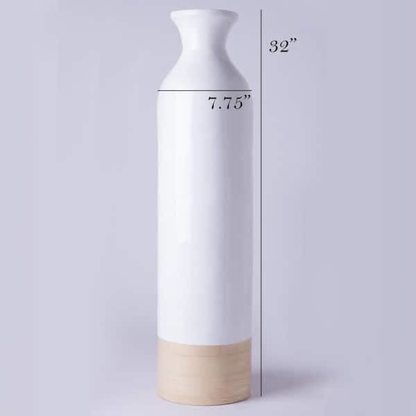 White Large Unique Shaped Modern Floor Vase